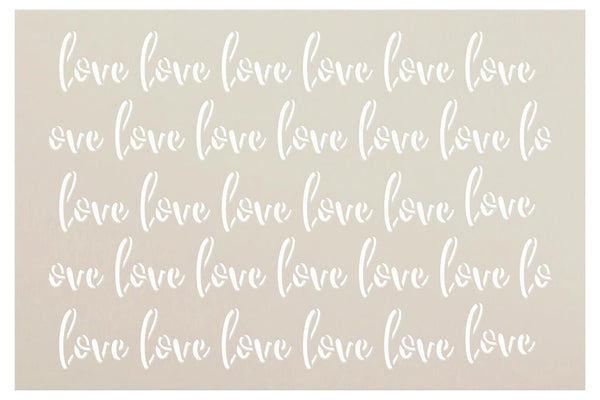 Repeating Love Script Stencil by StudioR12 - USA Made - Select Size - Reusable Background Painting Template for DIY & Mixed Media Crafting - STCL7216