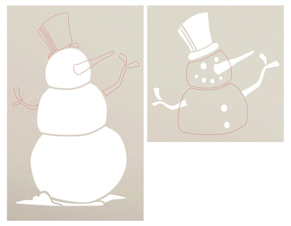 Winter Snowman Stencil by StudioR12 - Select Size - USA Made - DIY Seasonal Christmas Holiday Home Decor - Reusable 2 Part Template for Painting - STCL7197