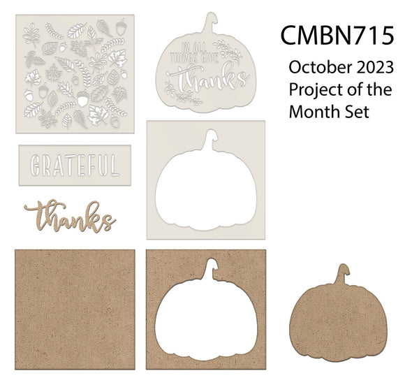 Fall Pumpkin Project Set with Leaf Pattern by StudioR12 - USA Made - DIY Grateful Thanksgiving Home Decor - in All Things Word Art - CMBN715
