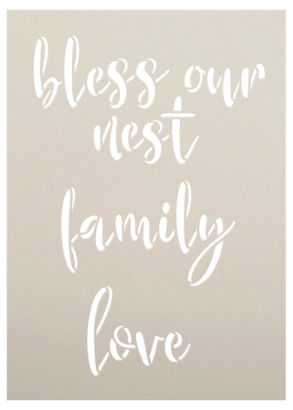 Bless Our Nest Stencil by StudioR12 - USA Made - Select Size - Reusable Script Family Word Art Template - DIY Home Decor & Wood Signs - STCL7215 (5 x 7 inch)