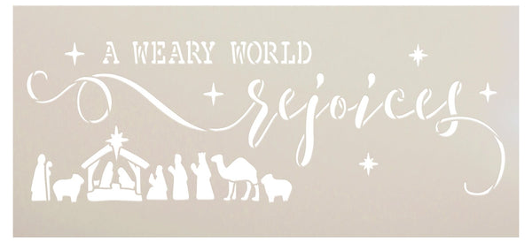 Weary World Rejoices with Nativity Stencil by StudioR12 | Craft DIY Christmas Home Decor | Paint Wood Sign | Reusable Mylar Template | Select Size | STCL6200