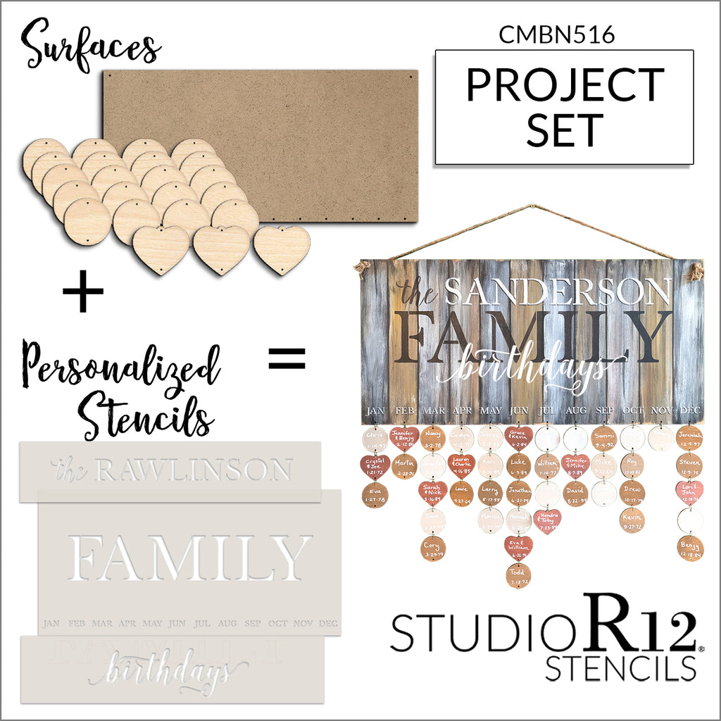 Personalized Family Birthday Hanging Calendar Project Set | CMBN516 – StudioR12 Stencils personalized-family-birthday-hanging-calendar-project-set-cmbn516-studior12-stencils
