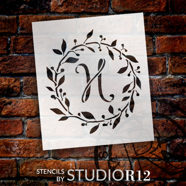 Leaf and Berry Wreath with  Monogram Tissue Box Stencil by StudioR12 | DIY Home Decor | Paint, Craft | DIY5332