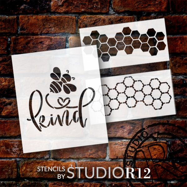 Bee Kind 3-Piece Tissue Box Stencil Set by StudioR12 | DIY Project | Honeycomb Embellishment | Paint, Craft | DIY6055