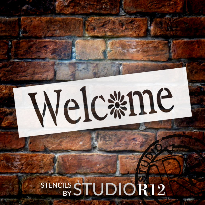 Welcome Stencil by StudioR12  Trendy Script Word Art - Small 10.5 x 3 –  StudioR12 Stencils