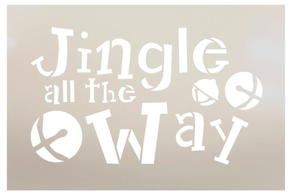 Jingle All the Way Stencil by StudioR12 | Funky Bells Christmas Word Art - Mini 6 x 4-inch Reusable Mylar Template | Painting, Chalk, Mixed Media | Use for Journaling, DIY Home Decor - STCL1388_1