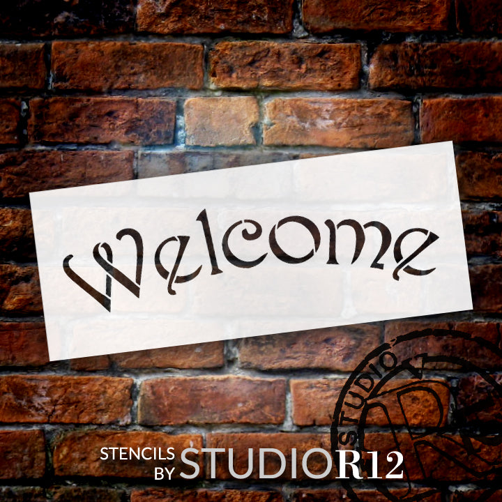 Arched Welcome Stencil for Painting Wood Signs by StudioR12