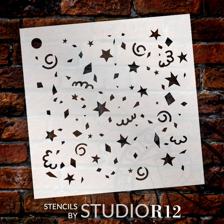 
                  
                Art Stencil,
  			
                birthday,
  			
                celebrate,
  			
                celebration,
  			
                confetti,
  			
                Mixed Media,
  			
                Multimedia,
  			
                Pattern,
  			
                Stencils,
  			
                Studio R 12,
  			
                StudioR12,
  			
                StudioR12 Stencil,
  			
                Template,
  			
                  
                  