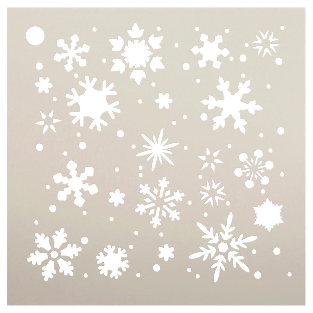 Snowflakes Stencil by StudioR12  Winter Snow Pattern - Mini 4 x 4