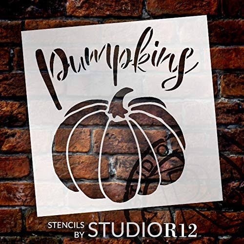 Pumpkins Garden Marker Stencil by StudioR12 | DIY Spring Backyard Outdoor Home Decor | Vegetable Plant Label | Craft & Paint Rustic Wood Signs | Select Size | STCL3360