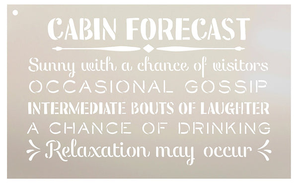 Cabin Forecast - Sunny with a Chance of Visitors Stencil by StudioR12 | Reusable Mylar Template | Use to Paint Wood Signs - Front Door - Entry - Porch - DIY Summer Decor - Select Size