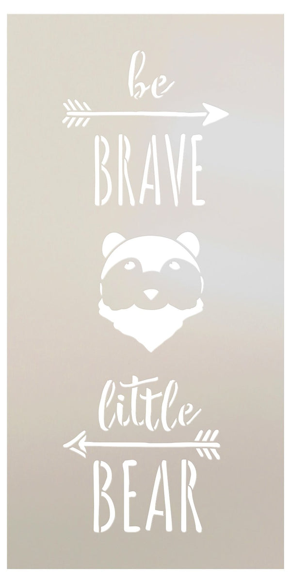 Be Brave Little Bear Stencil with Arrows by StudioR12 | DIY Woodland Nursery Home Decor | Rustic Nature Baby Gift | Craft & Paint Wood Signs | Reusable Mylar Template | Size - 7