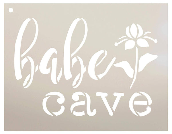 Babe Cave - Flower Stencil by StudioR12 | Reusable Mylar Template | Use to Paint Wood Signs - Pallets - Walls - Pillows - DIY Girls Only Decor - Select Size