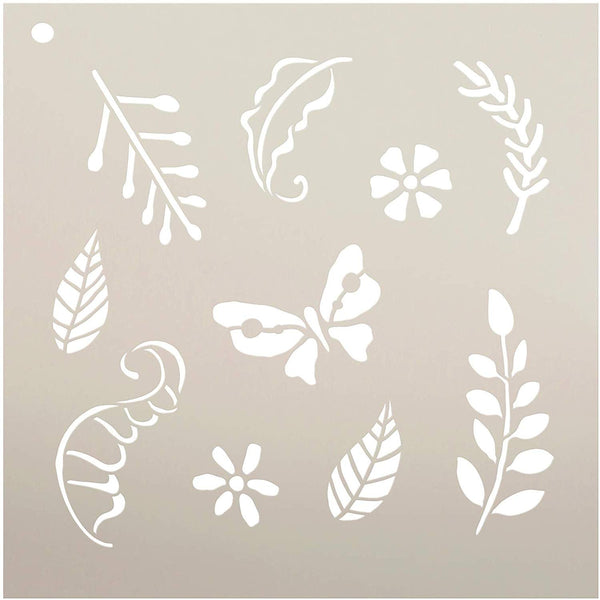 Woodland Leaves Stencil by StudioR12 | DIY Nursery | Nature Decor | Animal | Craft Home Decor | Reusable Mylar Template | Paint Wood Sign - Select Size