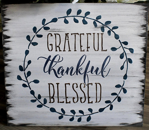 Grateful, Thankful, Blessed - Word Art Stencil - 16