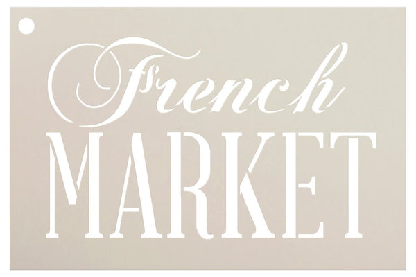 French Market Word Stencil StudioR12 | Elegant - Reusable Mylar Template | Painting, Chalk, Mixed Media | Wall Art, DIY Home Decor - STCL909 - SELECT SIZE