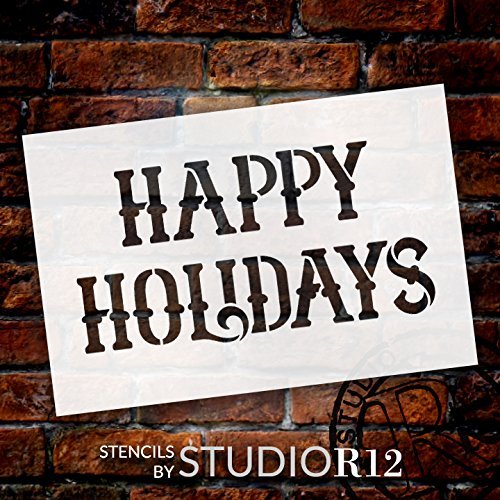 Happy Holidays Stencil by StudioR12  Victorian Serif Holiday Word Art – StudioR12  Stencils