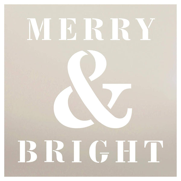 Merry and Bright Christmas Holiday Word Stencil by StudioR12 | Wood Signs | Word Art Reusable | Family Dining Room | Painting Chalk Mixed Multi-Media | DIY Home - Choose Size
