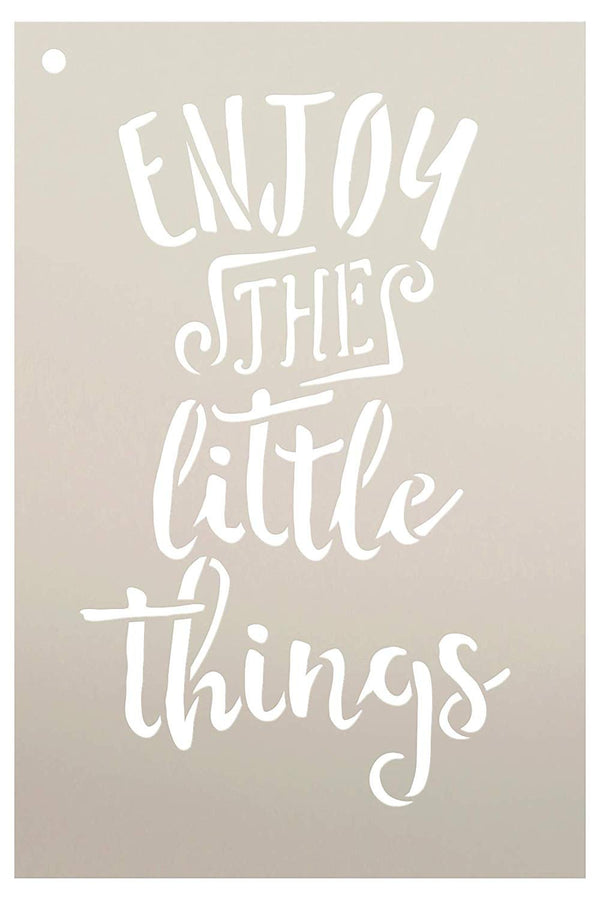 Enjoy The Little Things Stencil by StudioR12 | Reusable Mylar Template | Use to Paint Wood Signs - Pallets - Pillows - DIY Inspirational Home Decor - Select Size | STCL1784