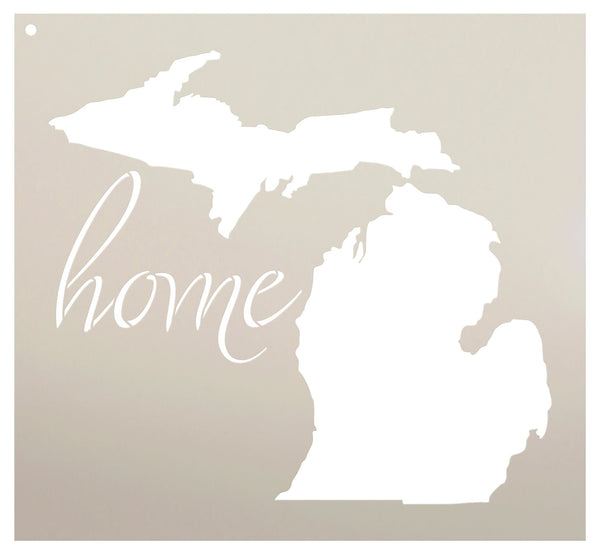 Home - Michigan - State Stencil - by StudioR12 | Reusable Mylar Template | Use to Paint Wood Signs - Pallets - Pillows - T-Shirts - DIY Home Decor - Select Size
