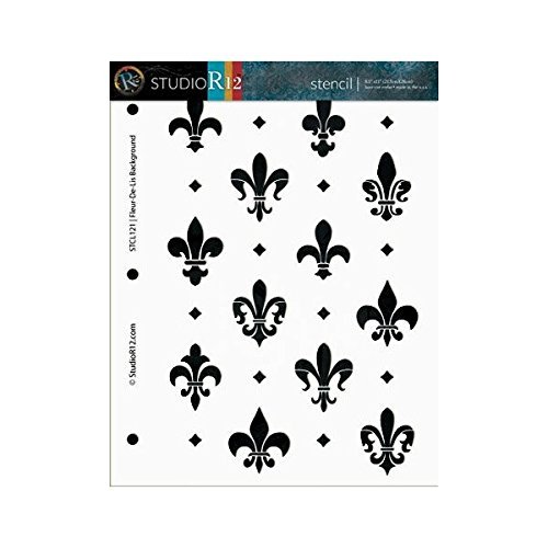 Fleur de Lis Stencil by StudioR12 | French Style Background Art - Medium 8.5 x 11-inch Reusable Mylar Template | Painting, Chalk, Mixed Media | Use for Crafting, DIY Home Decor - STCL121_1
