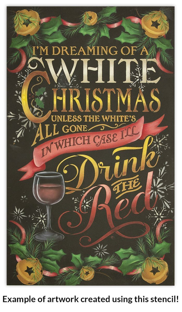 White Christmas Stencil by StudioR12  Christmas and Wine themed Word –  StudioR12 Stencils