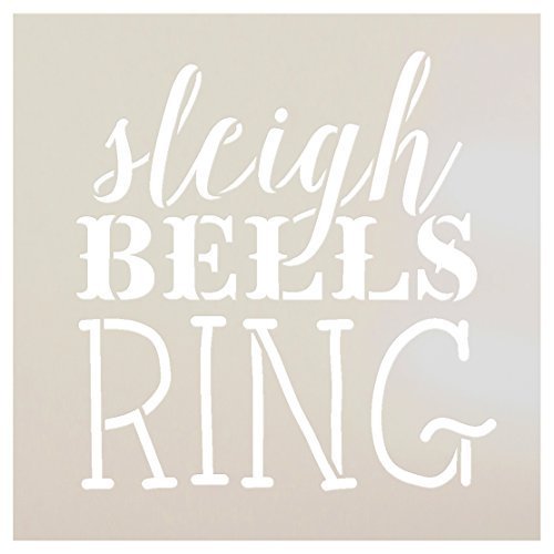 Sleigh Bells Ring Stencil by StudioR12 | Rustic Vintage Christmas Word Art | Painting, Chalk, Mixed Media | Use for Journaling Home Decor  | Select size | STCL1408