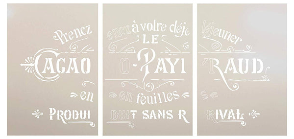 Rustic Embellished Vintage French Stencil Jumbo 3-Part Stencil by StudioR12 | DIY Ephemera Home Decor & Furniture | Oversize Word Art | Paint Wood Sign | Mylar Template | Extra Large | 45 x 28 inch