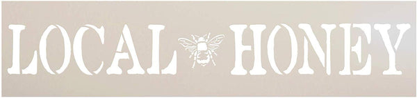 Local Honey Stencil with Bee by StudioR12 | DIY Farmhouse Honeybee Home & Kitchen Decor | Rustic Spring Word Art | Craft & Paint Wood Signs | Reusable Mylar Template | Select Size