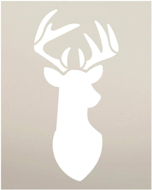 Deer Head Stencil with Antlers by StudioR12 | DIY Country Animal Farmhouse Decor | Hunting Buck Wall Art for Man Cave | Paint Wood Signs | Reusable Mylar Template | Select Size