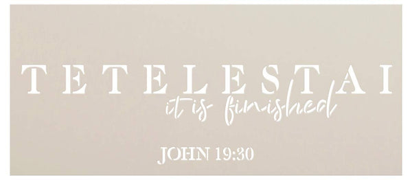It Is Finished Stencil by StudioR12 | Paint Wood Sign | Reusable Mylar Template | Craft Simple Faith Home Decor | Bible Verse John Tetelestai Jesus DIY Rustic Christian Quote | Select Size