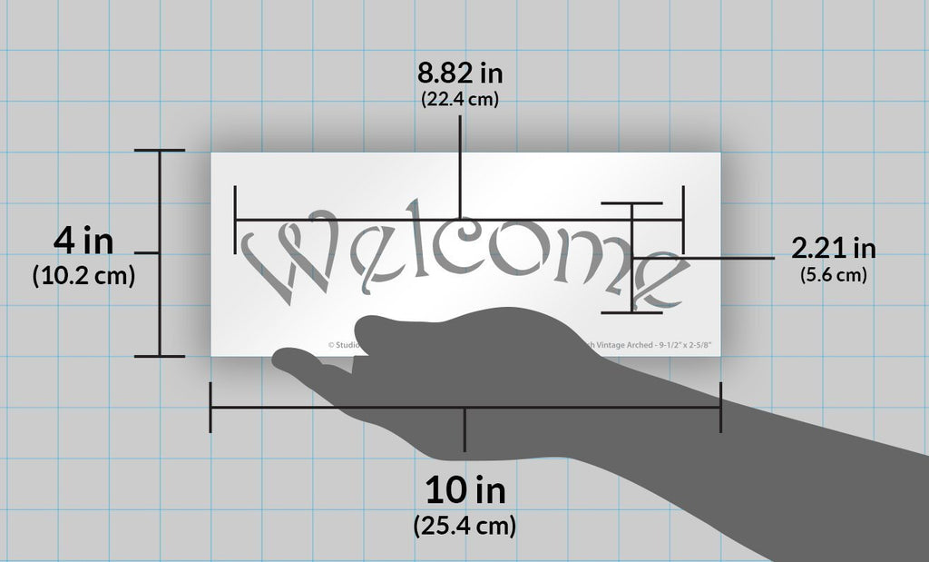 Welcome Stencil by StudioR12 Skinny Serif Arched Word Art - Small