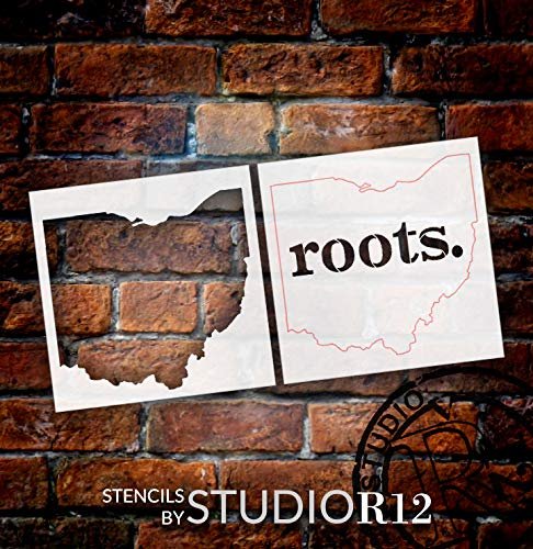 Ohio Roots Stencil - 2 Part by StudioR12 | Reusable Mylar Template | Use to Paint Wood Signs - Pallets - Pillows - T-Shirts - DIY Home Decor - Select Size (15