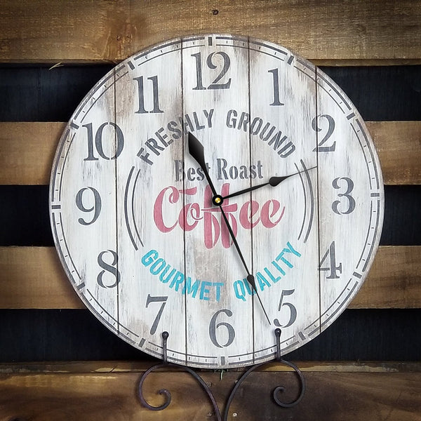 Round Coffee Clock Stencil Small to Extra Large - DIY Painting Wood Clocks Rustic Farmhouse Country Home Decor for Walls - Select Size