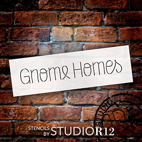 Gnome Homes Word Stencil by StudioR12 | Thin Fantasy Style Word Art - Painting, Chalk, Mixed Media | Use for Wall Art, DIY Home Decor - STCL2177 - SELECT SIZE