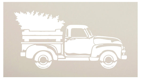 Little Red Truck With Christmas Tree Stencil by StudioR12 Stencils | Paint DIY Holiday Decor | Choose Size | STCL2463