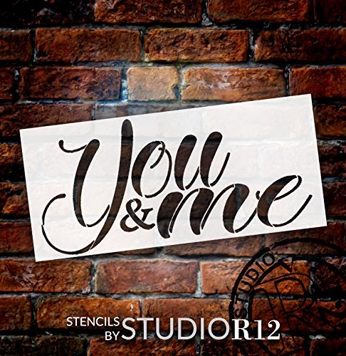 You & Me Stencil by StudioR12 | Reusable Mylar Template | Use to Paint Wood Signs - Pallets - Pillows - DIY Romantic Couples Decor - Select Size (16