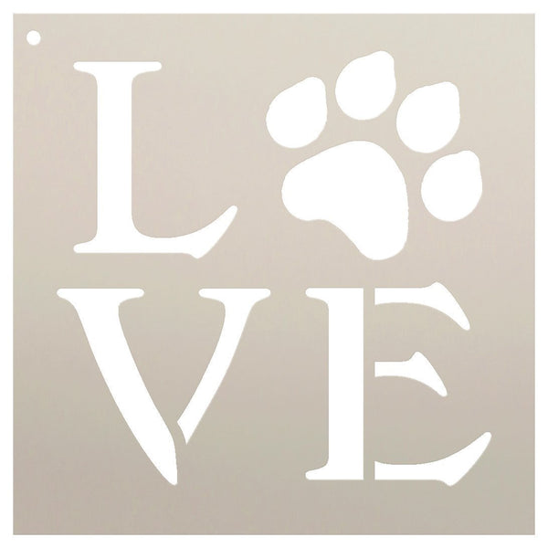 Love Stencil by StudioR12 | Square Paw Print Word Art -Reusable Mylar Template | Painting, Chalk, Mixed Media | Use for Journaling, DIY Home Decor-Animal Lover - CHOOSE SIZE