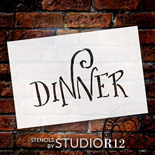 Wedding Sign Word - Dinner - Fancy Funky Stencil by StudioR12 | Reusable Mylar Template | Use to Paint Wood Signs - Pallets - Pillows - DIY Wedding Decor - Select Size