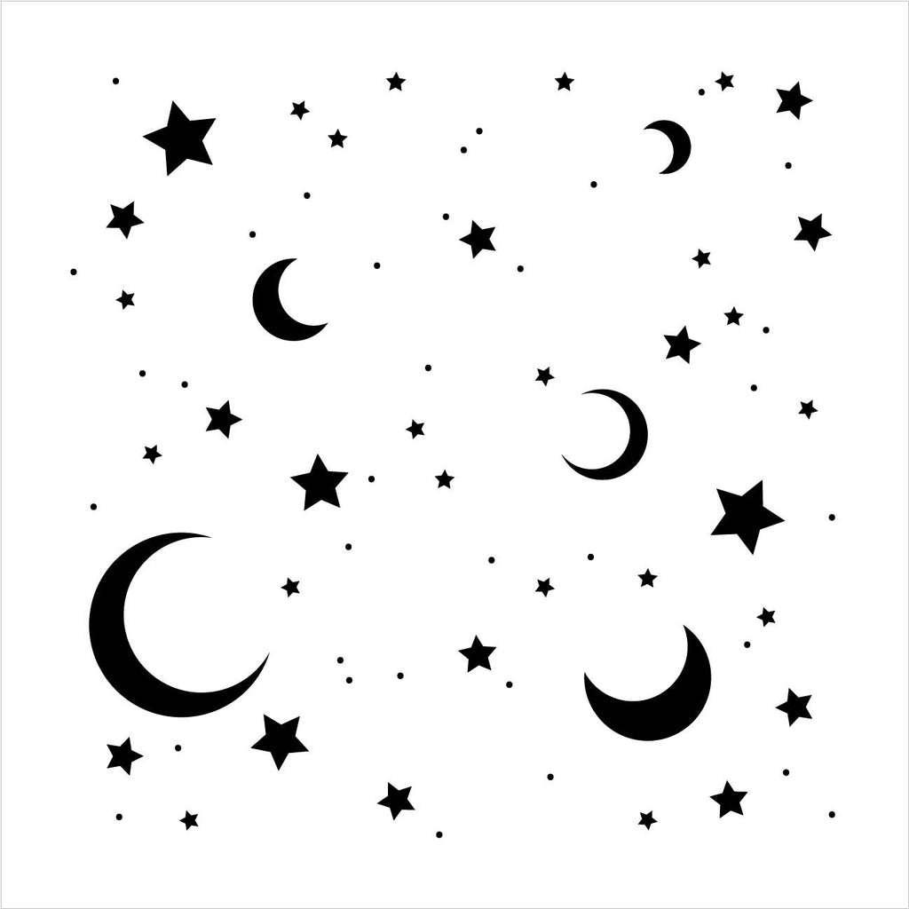 12Pcs Starry Night Theme Painting Template Reusable Moon Star