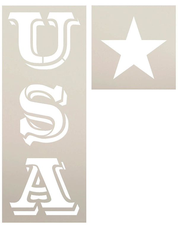 Patriotic American Flag Style 2-Piece Stencil Set for Painting Wood Signs - DIY Painting on Wood Farmhouse Country Home Decor - Select Size | STCL2502