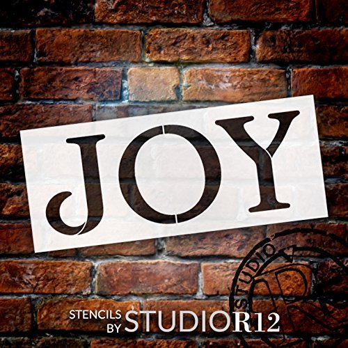 Joy Stencil by StudioR12 | Basic Word Art - Reusable Mylar Template | Use on a Wall, Canvas and Boards | Etching, Chalk, | Use for Crafting, DIY Home Decor - SELECT SIZE