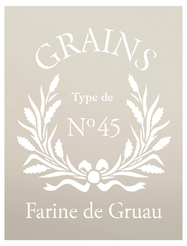FRENCH GRAIN SACK Stencil by StudioR12 | Reproduction Farine De Gruau Word Art - Reusable Mylar Template | Use for Painting Pillows DIY Home Decor- Chalk Furniture- Modern Farmhouse | SELECT SIZE | STCL1427