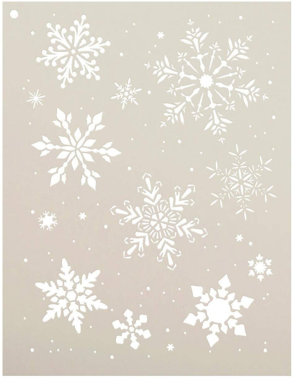 North Pole Snowflakes Stencil by StudioR12 | Winter Art Elements Reusable Mylar Template | Painting, Chalk, Mixed Media | Use for Crafting, DIY Home Decor | STCL518