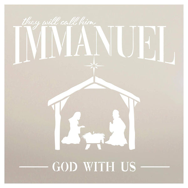 And They Will Call Him Immanuel God by StudioR12 | Christmas & Holiday | for Painting Wood Signs | Word Art Reusable | Family Dining Room | Chalk Mixed Multi-Media | DIY Home - Choose Size