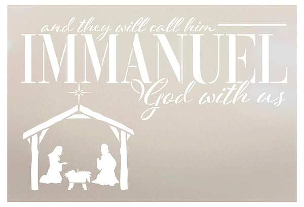 and They Will Call Him Immanuel God with Us by StudioR12 | Christmas & Holiday | for Painting Signs | Word Art Reusable | Family Room | Chalk Mixed Multi-Media | DIY Home - Choose Size