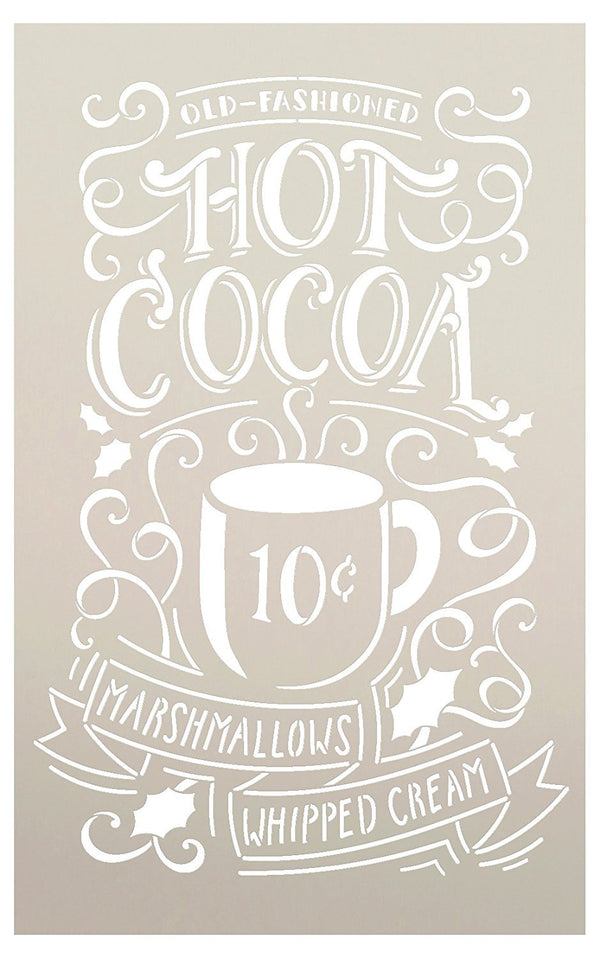 Hot Cocoa Stencil by StudioR12 | Holiday Kitchen Decor | Typography, Word Art , Painting, Chalk,| Use for Crafting Christmas Winter Style Wood Signs | Select Size | STCL1384