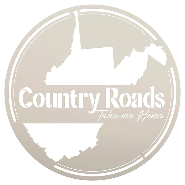 Country Roads Take Me Home - Round Stencil by StudioR12 | Reusable Mylar Template | Use to Paint Wood Signs - Pallets - Pillows - Plaques - DIY Farm & Country Decor