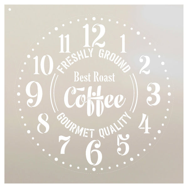 Provincial Round Coffee Clock Stencil - DIY Painting Rustic Wood Clocks Small to Extra Large for Farmhouse Country Home Decor - Select Size | STCL2443