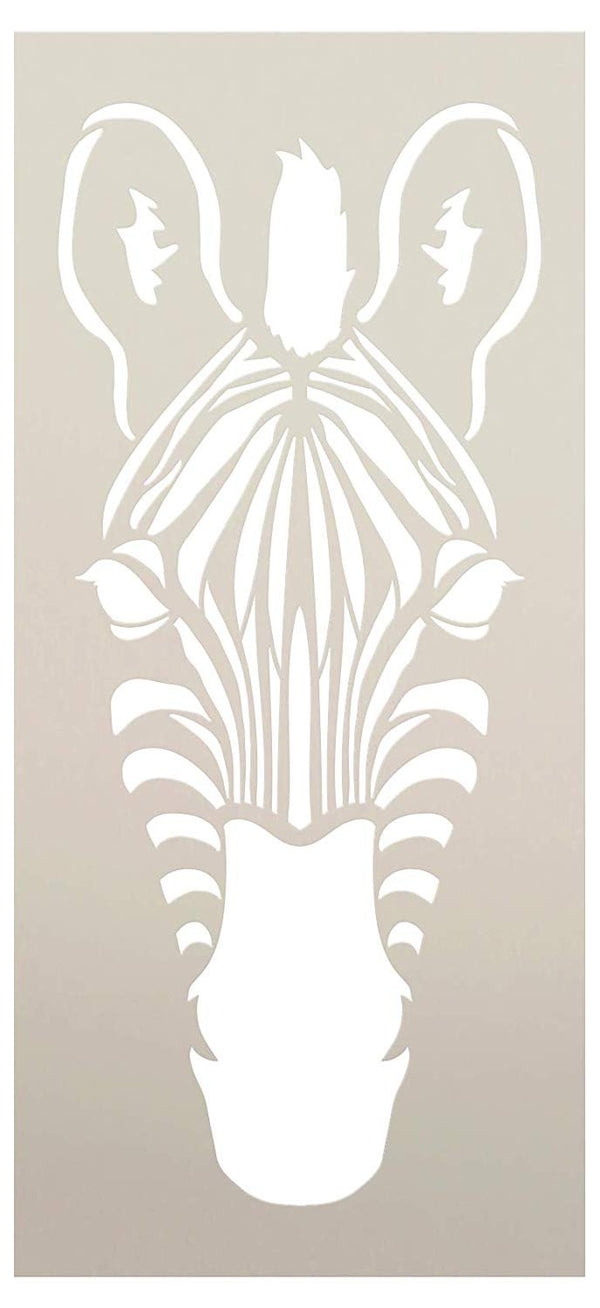 Zebra Portrait Stencil Front View by StudioR12 | DIY Classroom & Kids Room Home Decor Decor | Nursery Zoo Animal | Craft & Paint Wood Signs | Reusable Mylar Template | Select Size